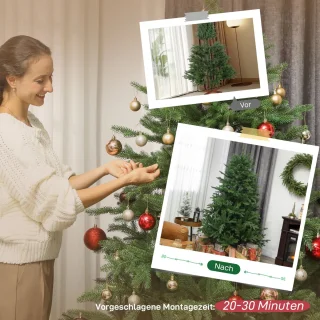 Kunstmatige Kerstboom, Realistisch Uiterlijk, Inklapbare Takken, Houten Voetstuk