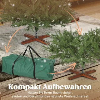 Kunstmatige Kerstboom, Realistisch Uiterlijk, Inklapbare Takken, Houten Voetstuk