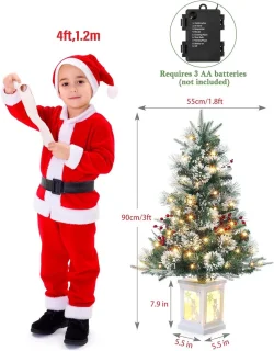 2-set Kunstkerstboom met verlichting 90 cm PVC Dennenboom Kerstboom met 78 LED's Nepkerstbomen Kerstversiering