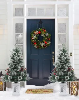 2-set Kunstkerstboom met verlichting 90 cm PVC Dennenboom Kerstboom met 78 LED's Nepkerstbomen Kerstversiering
