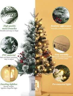 2-set Kunstkerstboom met verlichting 90 cm PVC Dennenboom Kerstboom met 78 LED's Nepkerstbomen Kerstversiering