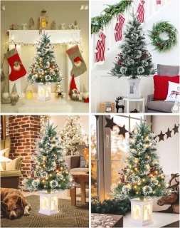2-set Kunstkerstboom met verlichting 90 cm PVC Dennenboom Kerstboom met 78 LED's Nepkerstbomen Kerstversiering