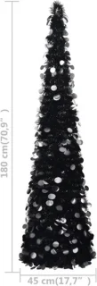 vidaXL - Kunstkerstboom - pop-up - 180 - cm - PET - zwart