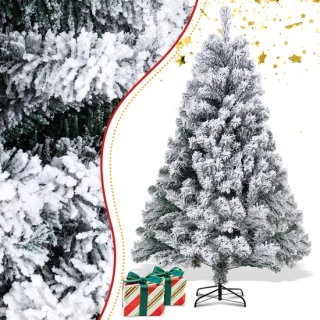 Kunstkerstboom met sneeuw, 150 cm dennenboom, 550 gemengde takken, kerstboom, kunstboom voor Kerstmis, Inclusief Standaard – Creëer een Magische Kerstsfeer