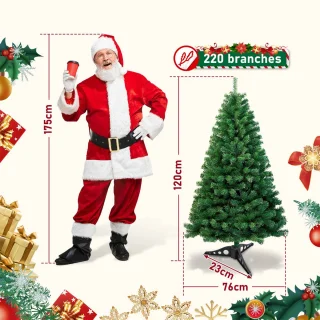 Kunstkerstboom - 120 cm - dennenboom met standaard voor kerstversiering herbruikbaar groen
