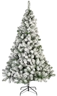 BelIatio Decorations Imperial kerstboom - groen - H300 cm - besneeuwd - kunstboom - zachte naalden - metalen voet - groot formaat
