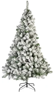 BelIatio Decorations Imperial kerstboom - groen - H300 cm - besneeuwd - kunstboom - zachte naalden - metalen voet - groot formaat