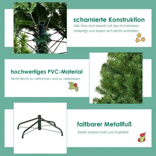COSTWAY Kunstkerstboom met ledverlichting, 120/150/180/210 cm, met 11 lichtmodi en 5 kleurveranderingen, dennenboom met metalen standaard, pvc-naalden, kunstboom, klapsysteem, voor Kerstmis, groen, [Energieklasse F]