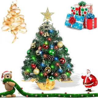 60 cm Mini Kerstboom met LED Verlichting - Ideale Tafel Decoratie voor Kerstmis