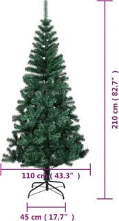 vidaXL - Kunstkerstboom - met - iriserende - uiteinden - 210 - cm - PVC - groen