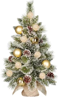 Black Box Trees Kaprun Kunstkerstboom met LED Verlichting en Timerfunctie - H60 x Ø39 cm - Groen, Goud