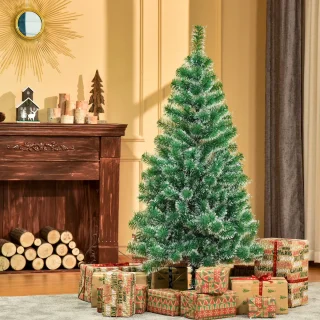 Kunstkerstboom met witte punten ∅75 x 150 cm - Groen/Wit