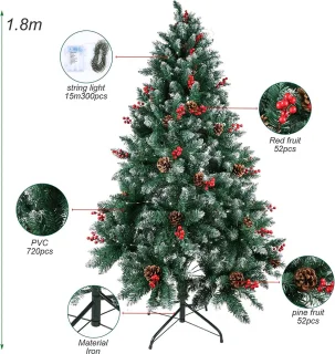 Kunstkerstboom – Premium kwaliteit - realistische kerstboom – duurzaam ‎100 x 100 x 180 cm