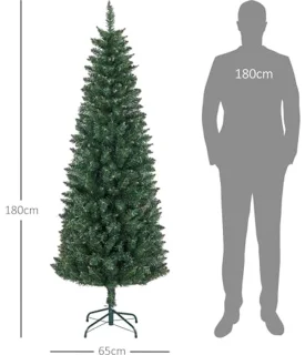 Slanke Kunstkerstboom 180 cm met Stalen Basis - Opvouwbaar en Realistisch Effect