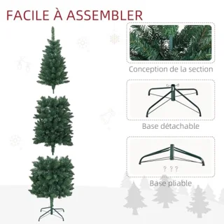 Slanke Kunstkerstboom 180 cm met Stalen Basis - Opvouwbaar en Realistisch Effect