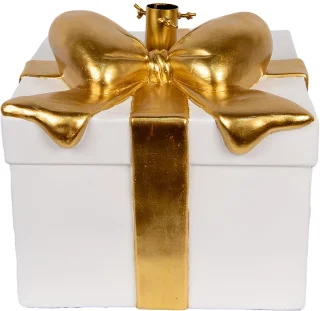 Clayre & Eef Kerstboom Standaard Cadeau 30x28x48 cm Wit Keramisch materiaal