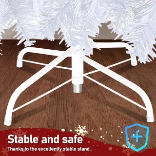 210 cm Kunstkerstboom - Realistische Kunststof Kerstboom - Metalen Standaard - Zonder Verlichting - Wit