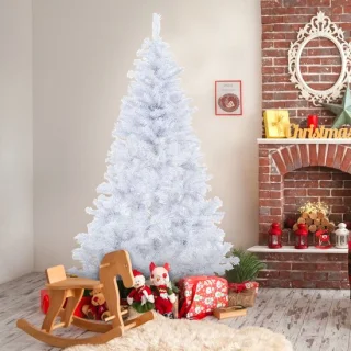 210 cm Kunstkerstboom - Realistische Kunststof Kerstboom - Metalen Standaard - Zonder Verlichting - Wit