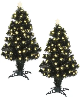 Luca Lighting Fiber optic kerstboom - 2x - 90 cm - led lampjes - lichtgevende piek - kunst kerstboom