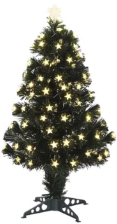 Luca Lighting Fiber optic kerstboom - 2x - 90 cm - led lampjes - lichtgevende piek - kunst kerstboom