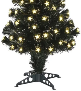 Luca Lighting Fiber optic kerstboom - 2x - 90 cm - led lampjes - lichtgevende piek - kunst kerstboom