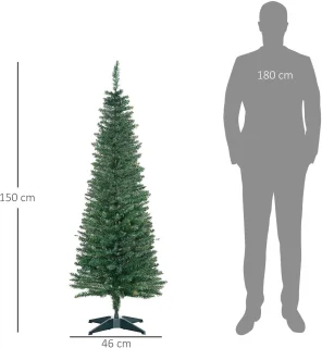 Kerstboom Kunstspar Smal met standaard 150cm - Groen