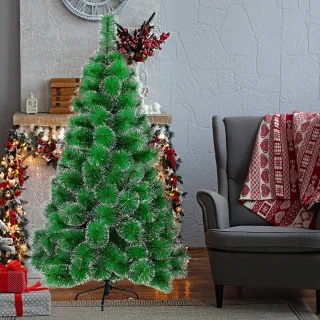 150 Cm Kerstboom Kunstkerstboom Decoratie Dennenboom Groene Dennennaalden Met Sneeuweffect Met Standaard