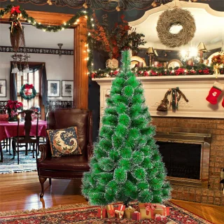 150 Cm Kerstboom Kunstkerstboom Decoratie Dennenboom Groene Dennennaalden Met Sneeuweffect Met Standaard