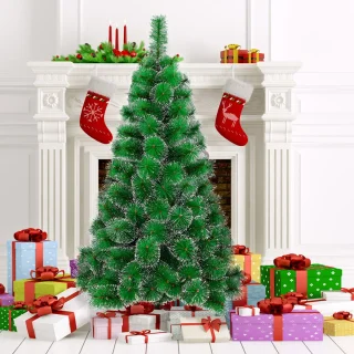 150 Cm Kerstboom Kunstkerstboom Decoratie Dennenboom Groene Dennennaalden Met Sneeuweffect Met Standaard