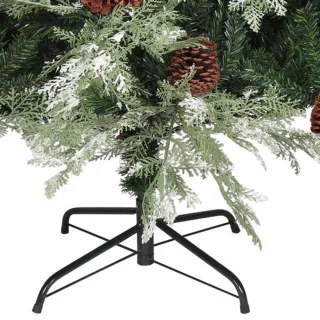 vidaXL - Kerstboom - met - LED - en - dennenappels - 225 - cm - PVC - en - PE - groen - en - wit