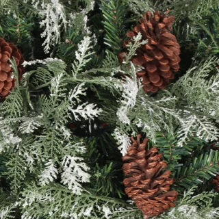 vidaXL - Kerstboom - met - LED - en - dennenappels - 225 - cm - PVC - en - PE - groen - en - wit