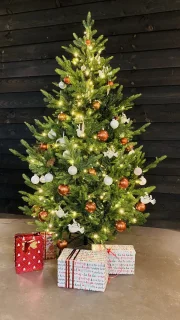 KJ Kunstkerstbomen Calgary Kunstkerstboom de luxe - 210 cm - met inclusief LED verlichting 460 led-lampjes - 3087 PE en PVC takken - Smart Adapter