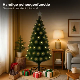 Lomera Kerstboom met Verlichting - Fiber Optic Kerstboom - 120 Cm Kerstboom - Metalen Standaard - Warm Wit Led - 8 Lichtfuncties - Binnenverlichting - IP-20 Adapter - Geheugenfunctie
