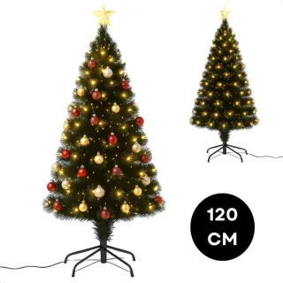 Lomera Kerstboom met Verlichting - Fiber Optic Kerstboom - 120 Cm Kerstboom - Metalen Standaard - Warm Wit Led - 8 Lichtfuncties - Binnenverlichting - IP-20 Adapter - Geheugenfunctie