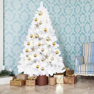 Kunstkerstboom - 180 cm - Realistische Kunststof Kerstboom - Metalen Standaard - Zonder Verlichting - Wit