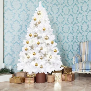Kunstkerstboom - 180 cm - Realistische Kunststof Kerstboom - Metalen Standaard - Zonder Verlichting - Wit