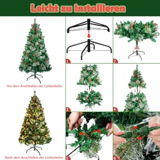 Kunstkerstboom met Verlichting - 150 cm, 8 Modi, Groene PVC Kerstboom voor Feestdecoratie