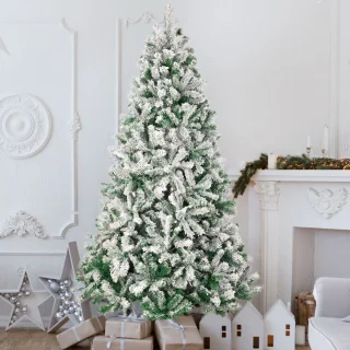 VANKEL Kunstkerstboom met Sneeuweffect - Levensechte PVC Boom - 180 cm - Dicht en Vol Takken，1006 Takpunten - Stabiele Metalen Standaard - Eenvoudig te Monteren - Feestdecoratie