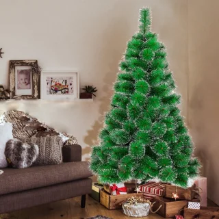 120 Cm Kerstboom Kunstkerstboom Decoratie Dennenboom Groene Dennennaalden Met Sneeuweffect Met Standaard