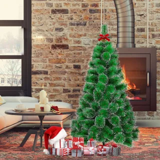 120 Cm Kerstboom Kunstkerstboom Decoratie Dennenboom Groene Dennennaalden Met Sneeuweffect Met Standaard