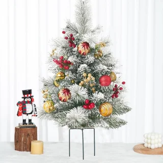 Kerstboom - Kunstkerstbomen - Kerstversiering - Vakantie Plantenbak Vuller - Kunstmatige Kerstplantenbak met Voorgeïnstalleerde Verlichting - Paal met Statief en Voorgeïnstalleerde Verlichting - Buitendecoratie voor Potten en Plantenbakken
