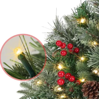 Kerstboom - Kunstkerstbomen - Kerstversiering - Vakantie Plantenbak Vuller - Kunstmatige Kerstplantenbak met Voorgeïnstalleerde Verlichting - Paal met Statief en Voorgeïnstalleerde Verlichting - Buitendecoratie voor Potten en Plantenbakken