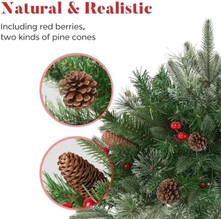 Kerstboom - Kunstkerstbomen - Kerstversiering - Vakantie Plantenbak Vuller - Kunstmatige Kerstplantenbak met Voorgeïnstalleerde Verlichting - Paal met Statief en Voorgeïnstalleerde Verlichting - Buitendecoratie voor Potten en Plantenbakken