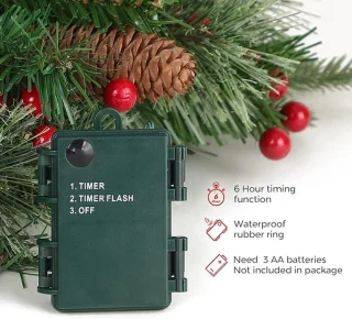 Kerstboom - Kunstkerstbomen - Kerstversiering - Vakantie Plantenbak Vuller - Kunstmatige Kerstplantenbak met Voorgeïnstalleerde Verlichting - Paal met Statief en Voorgeïnstalleerde Verlichting - Buitendecoratie voor Potten en Plantenbakken
