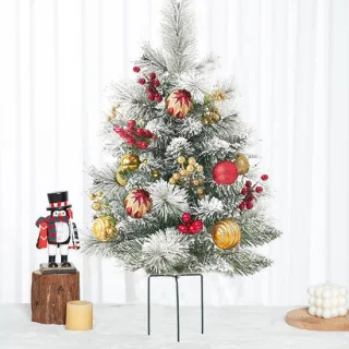Kerstboom - Kunstkerstbomen - Kerstversiering - Vakantie Plantenbak Vuller - Kunstmatige Kerstplantenbak met Voorgeïnstalleerde Verlichting - Paal met Statief en Voorgeïnstalleerde Verlichting - Buitendecoratie voor Potten en Plantenbakken