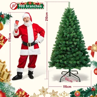 Kunstkerstboom - 210 cm - dennenboom met standaard voor kerstversiering herbruikbaar groen