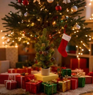 Meedeer Kerstboom-Kunstkerstboom-H45 cm-tafelkerstboom-kerstboom met Met grote dennenappels-Met basis-Zeer Dicht Takkenstelsel-voor kerstdecoratie, feestjes（Donkergroen）