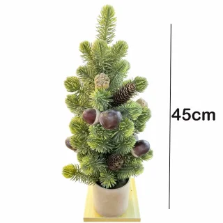 Meedeer Kerstboom-Kunstkerstboom-H45 cm-tafelkerstboom-kerstboom met Met grote dennenappels-Met basis-Zeer Dicht Takkenstelsel-voor kerstdecoratie, feestjes（Donkergroen）