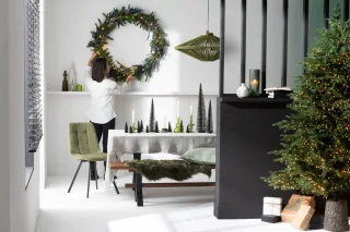 J-Line decoratie Kerstboom - kunststof - groen - LED lichtjes