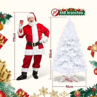 Kunstkerstboom - 150 cm - dennenboom met standaard voor kerstversiering herbruikbaar wit